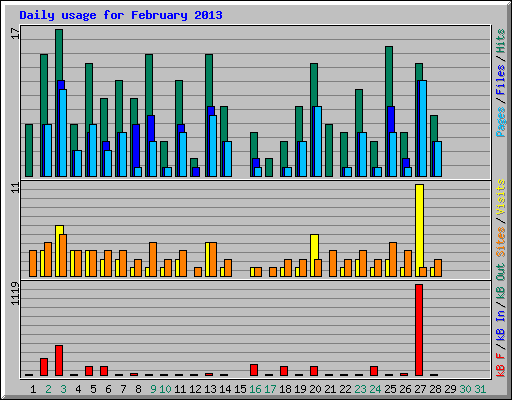 Daily usage for February 2013