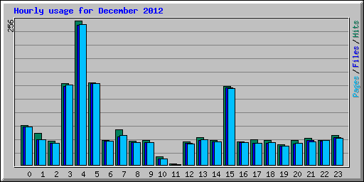 Hourly usage for December 2012