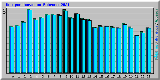 Uso por horas en Febrero 2021