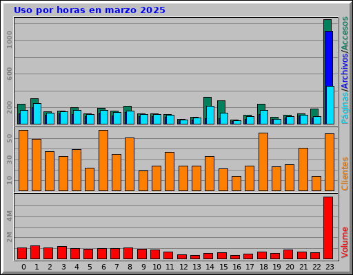Uso por horas en marzo 2025